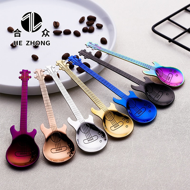Guitar Coffee Spoons 6-pack Cute Spoons Stainless Steel Teaspoons Guitar  Shaped (multi-color)
